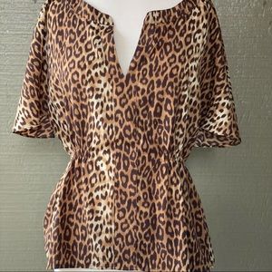 BCBG Maxazira Leopard Print Blouse - size Small